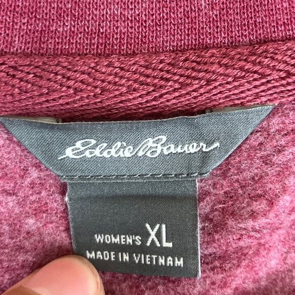 Eddie Bauer Womens Sweatshirt Maroon Crew Neck Fleece Pullover Long Sleeve XL - Picture 6 of 12